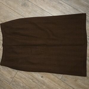 Vintage Brown Houndstooth Wool Skirt